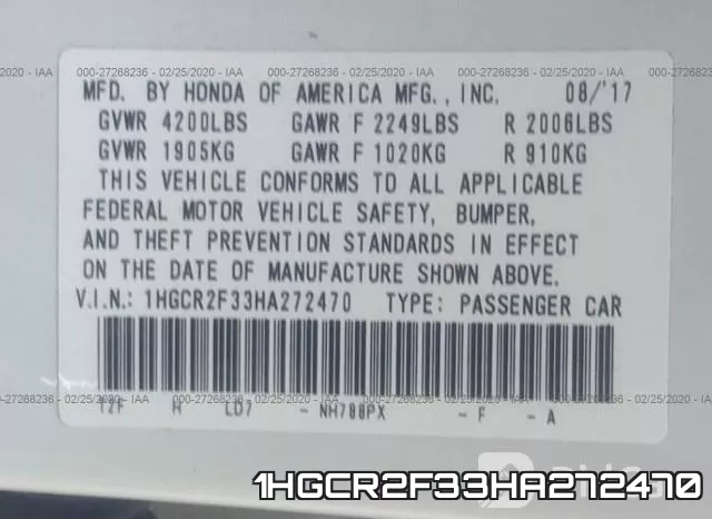 1HGCR2F33HA272470