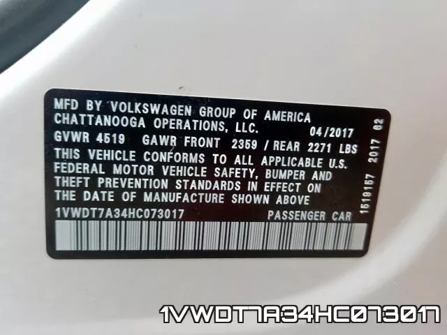 1VWDT7A34HC073017