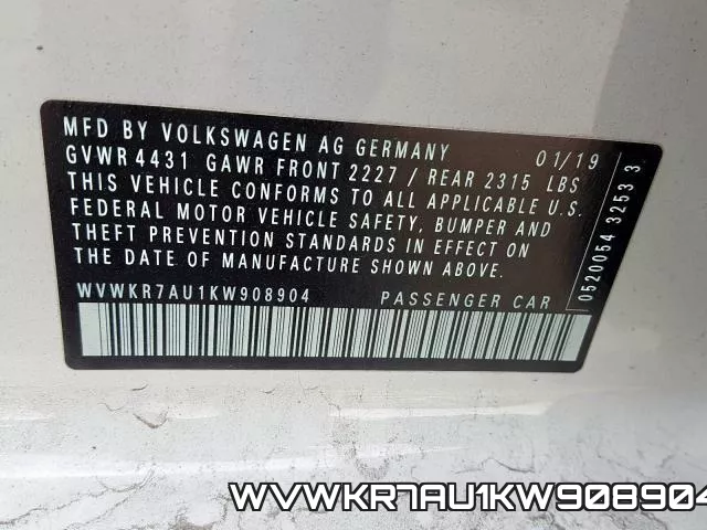 WVWKR7AU1KW908904
