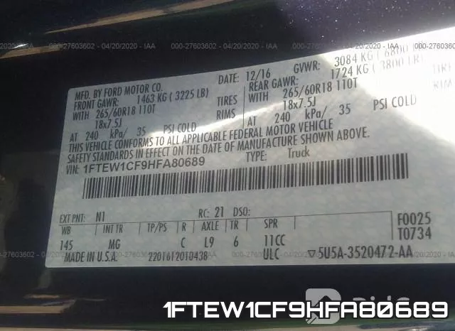 1FTEW1CF9HFA80689