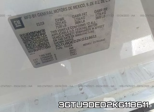 3GTU9DED2KG118611