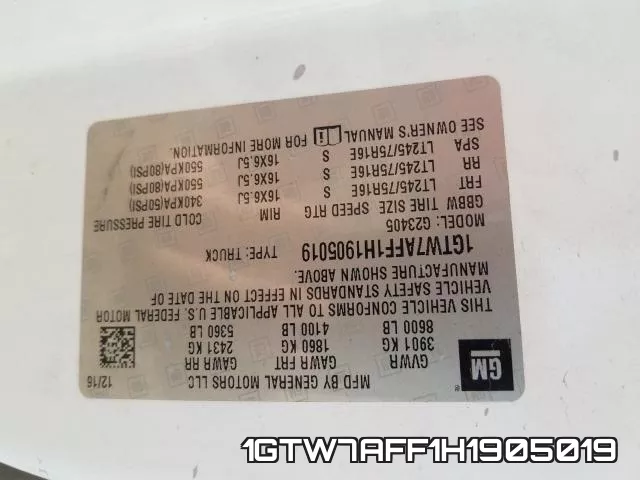 1GTW7AFF1H1905019