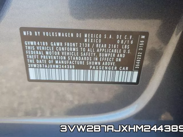 3VW2B7AJXHM244389