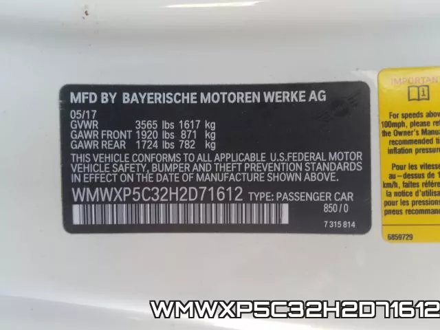 WMWXP5C32H2D71612