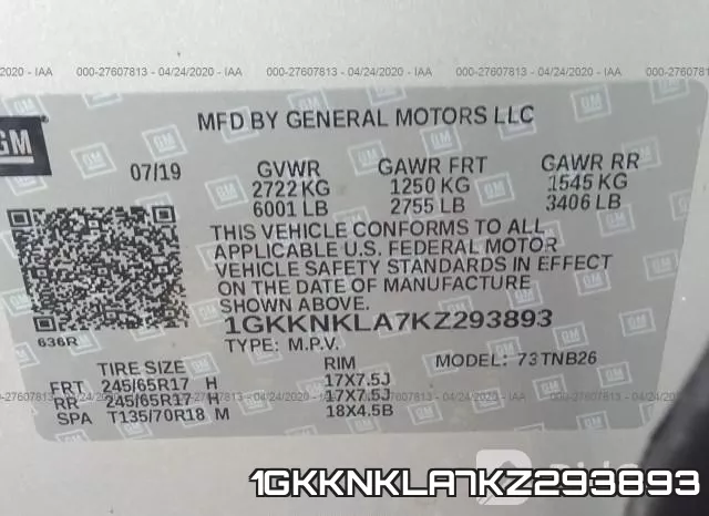 1GKKNKLA7KZ293893