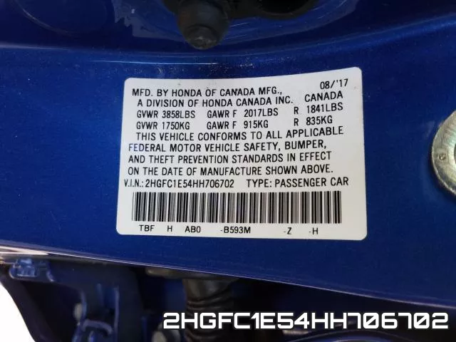 2HGFC1E54HH706702