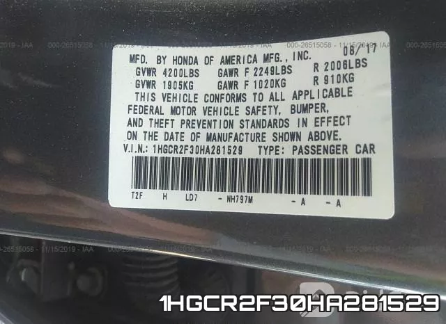 1HGCR2F30HA281529