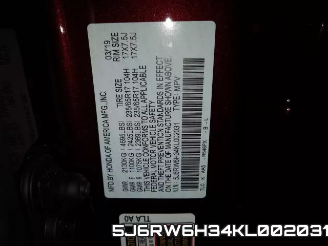 5J6RW6H34KL002031