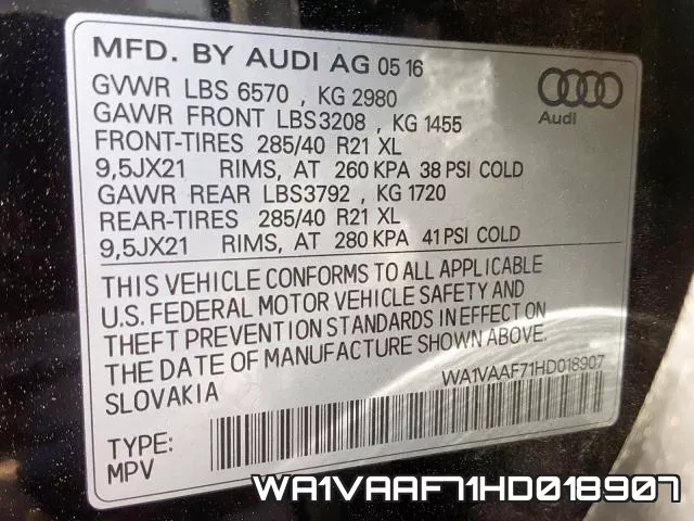WA1VAAF71HD018907