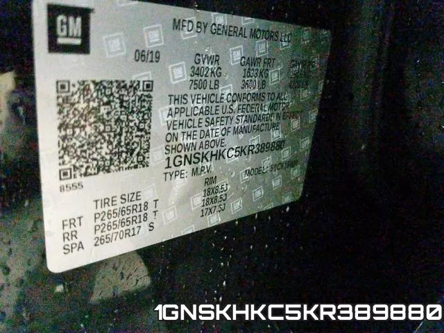1GNSKHKC5KR389880