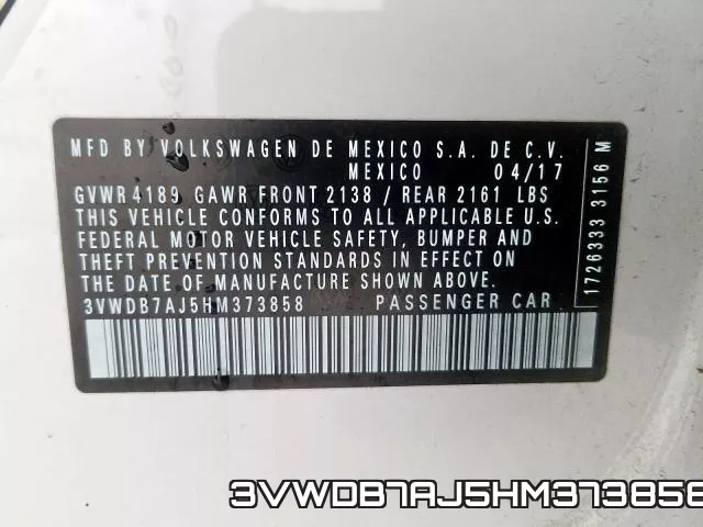 3VWDB7AJ5HM373858