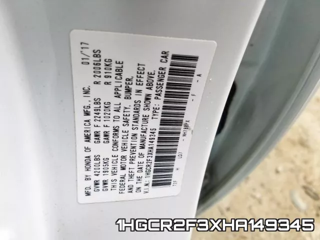 1HGCR2F3XHA149345