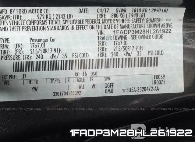 1FADP3M28HL261922