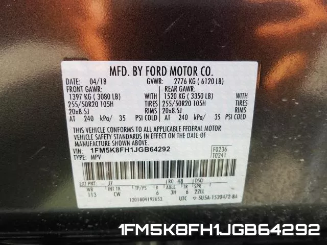 1FM5K8FH1JGB64292