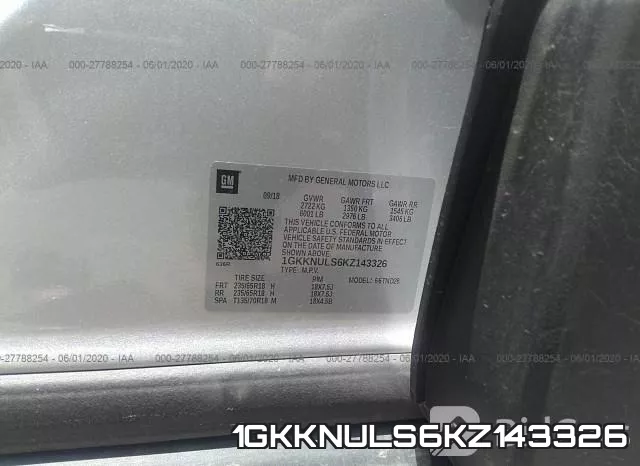 1GKKNULS6KZ143326