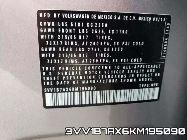 3VV1B7AX6KM195090