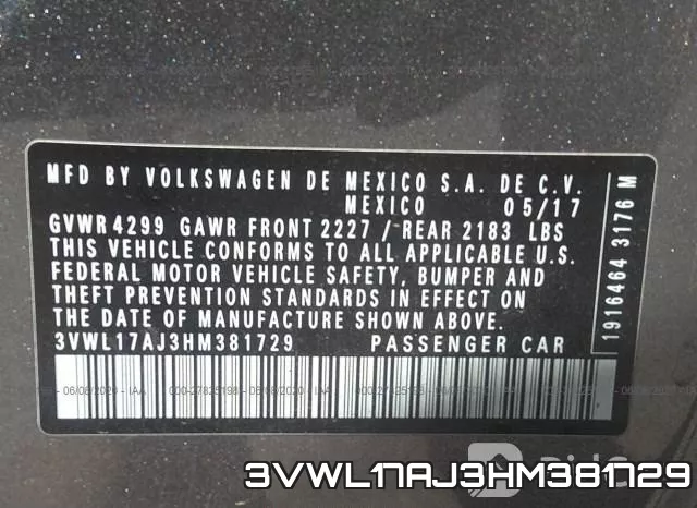 3VWL17AJ3HM381729