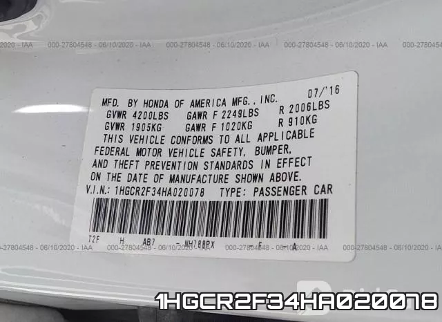 1HGCR2F34HA020078