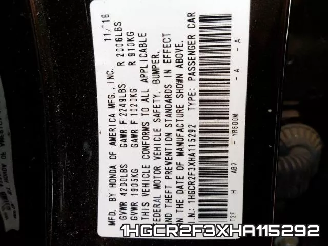 1HGCR2F3XHA115292