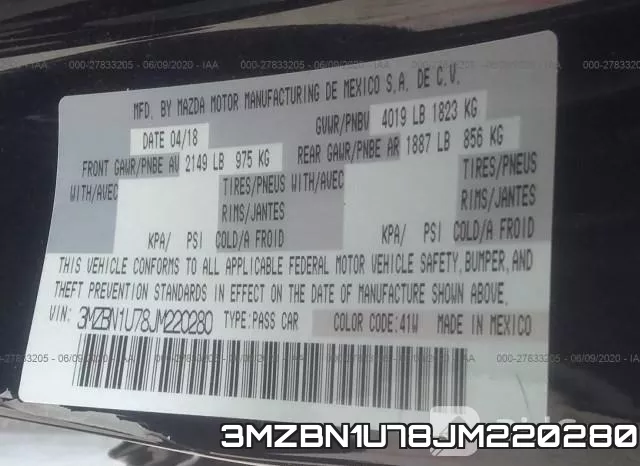 3MZBN1U78JM220280
