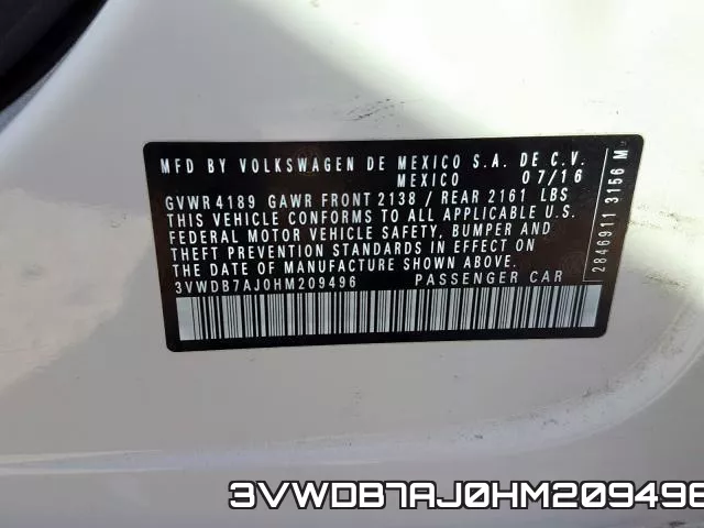 3VWDB7AJ0HM209496