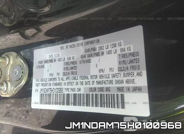 JM1NDAM75H0100968