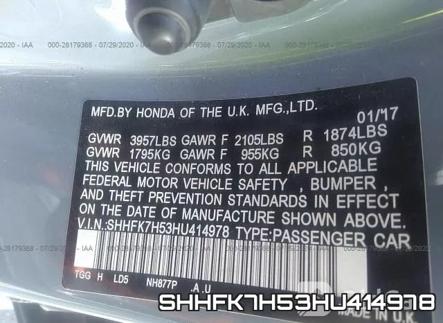SHHFK7H53HU414978