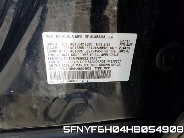 5FNYF6H04HB054908