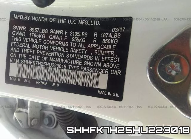 SHHFK7H25HU223018
