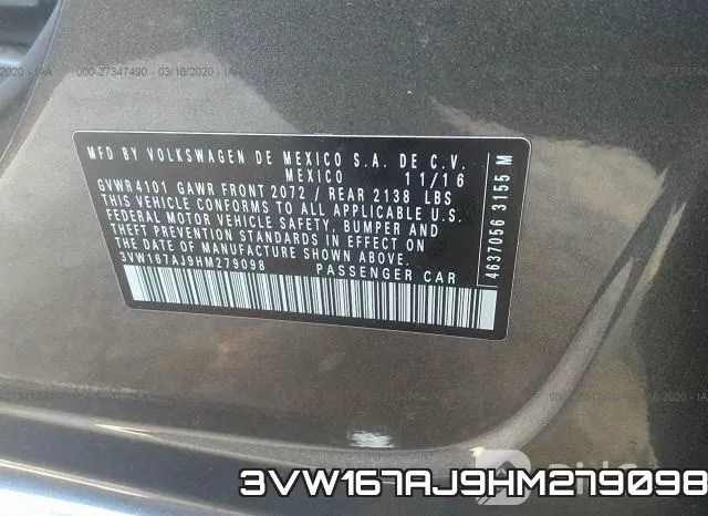 3VW167AJ9HM279098