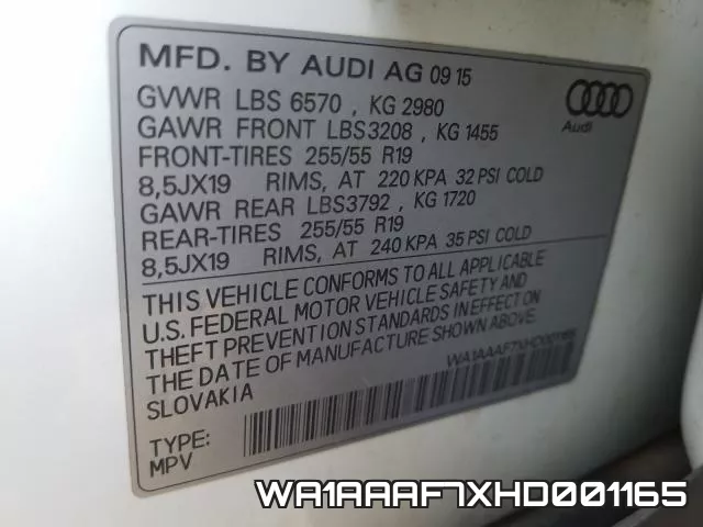 WA1AAAF7XHD001165