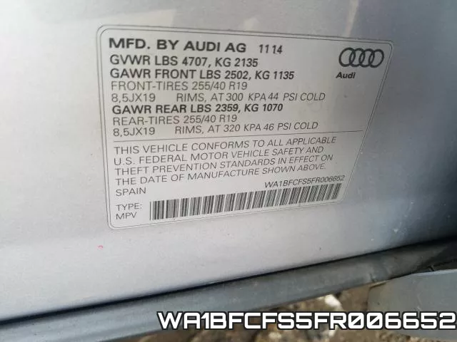 WA1BFCFS5FR006652