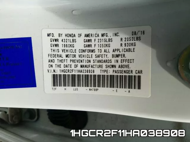 1HGCR2F11HA038908