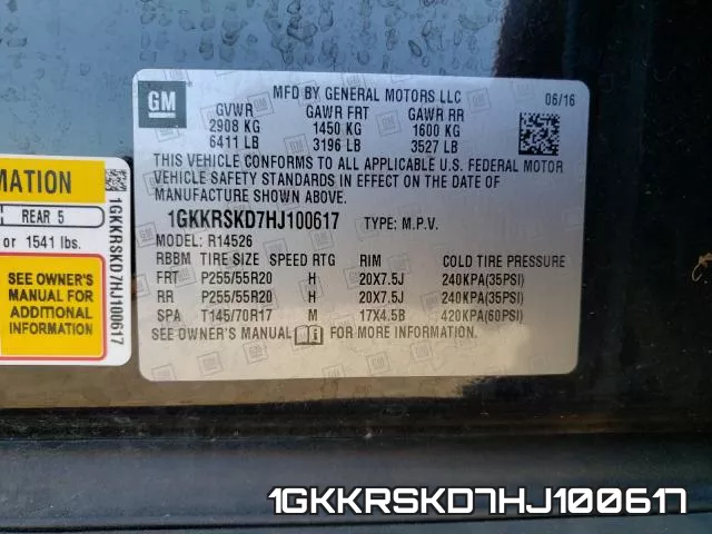 1GKKRSKD7HJ100617