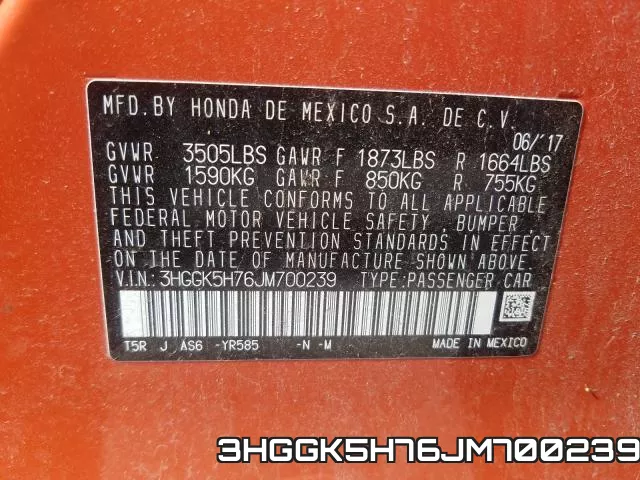3HGGK5H76JM700239
