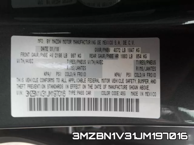 3MZBN1V31JM197016