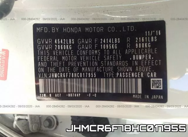 JHMCR6F78HC017955