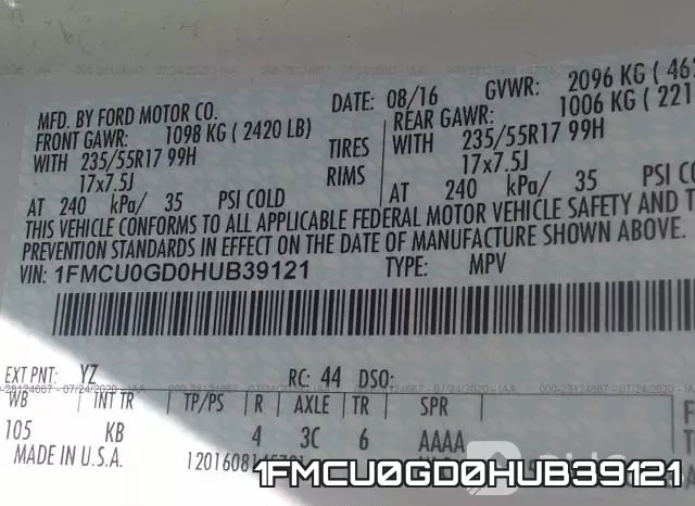 1FMCU0GD0HUB39121