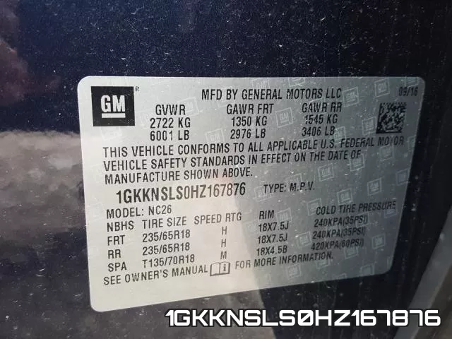 1GKKNSLS0HZ167876