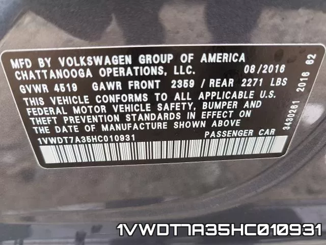 1VWDT7A35HC010931
