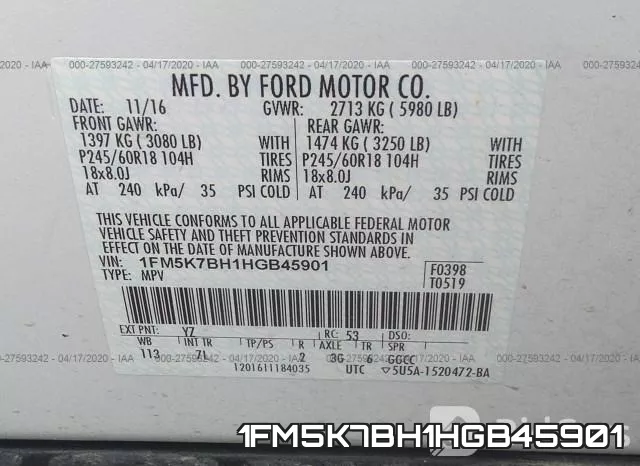 1FM5K7BH1HGB45901