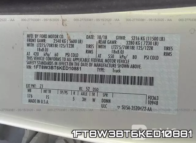 1FT8W3BT6KED10881