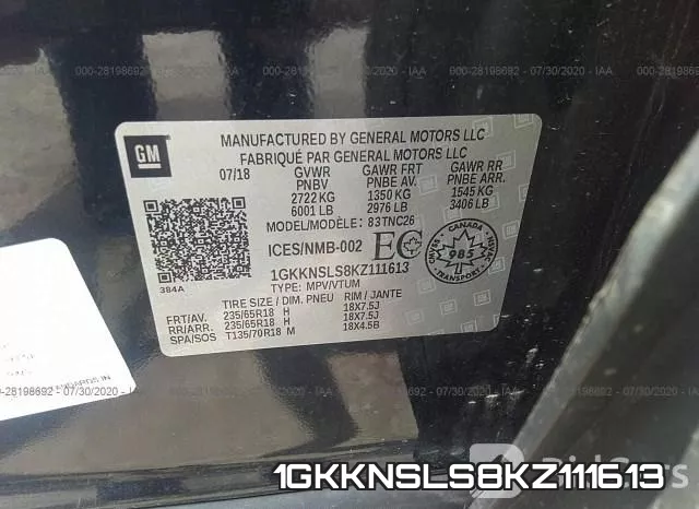 1GKKNSLS8KZ111613