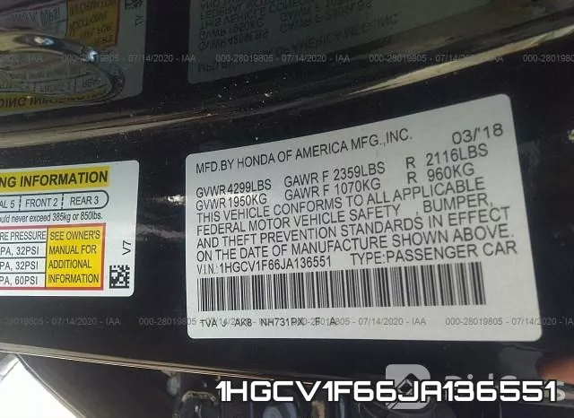 1HGCV1F66JA136551