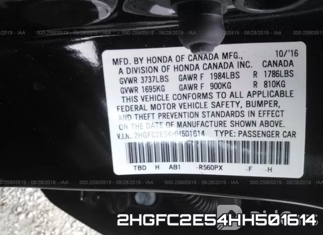 2HGFC2E54HH501614