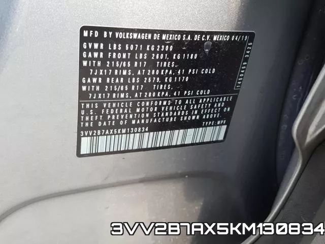 3VV2B7AX5KM130834