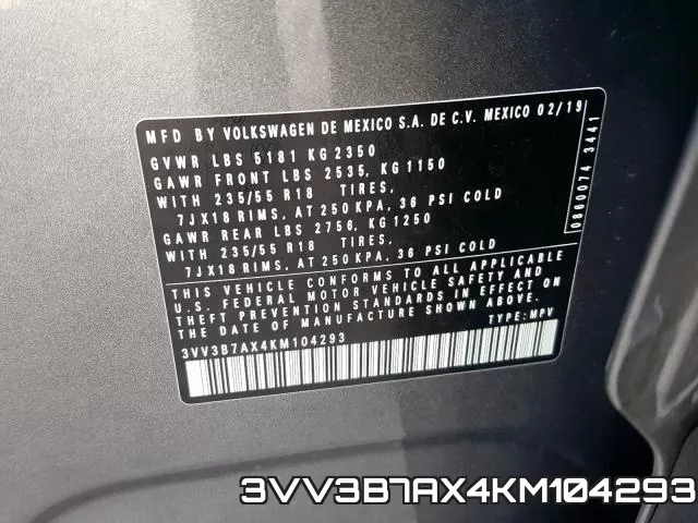 3VV3B7AX4KM104293
