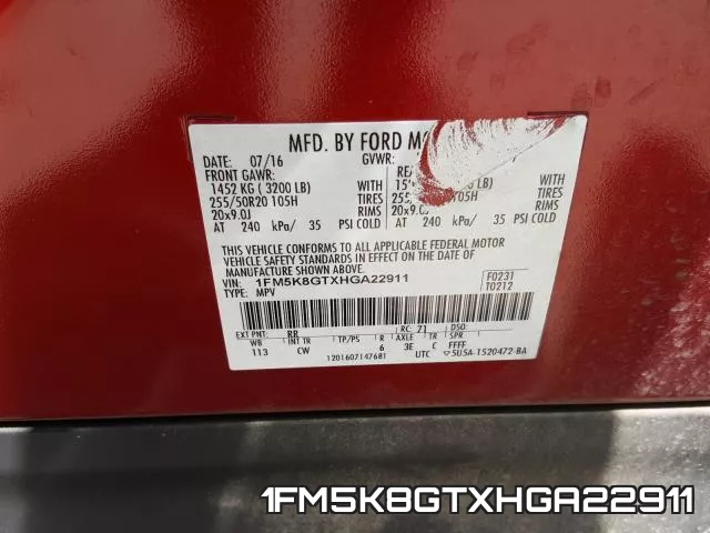 1FM5K8GTXHGA22911