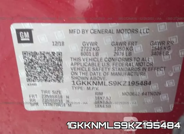 1GKKNMLS9KZ195484