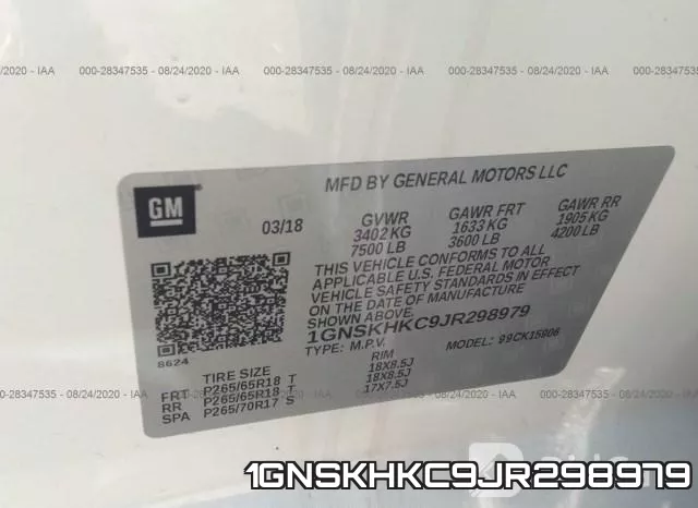 1GNSKHKC9JR298979